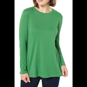 Isaac Mizrahi Live!Essentials Pima Cotton Crew Neck Swing Garden Green - Regular